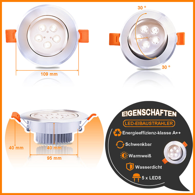 Sonnewelt LED Einbaustrahler 3W/5W/7W Kaltweiß/Warmweiß