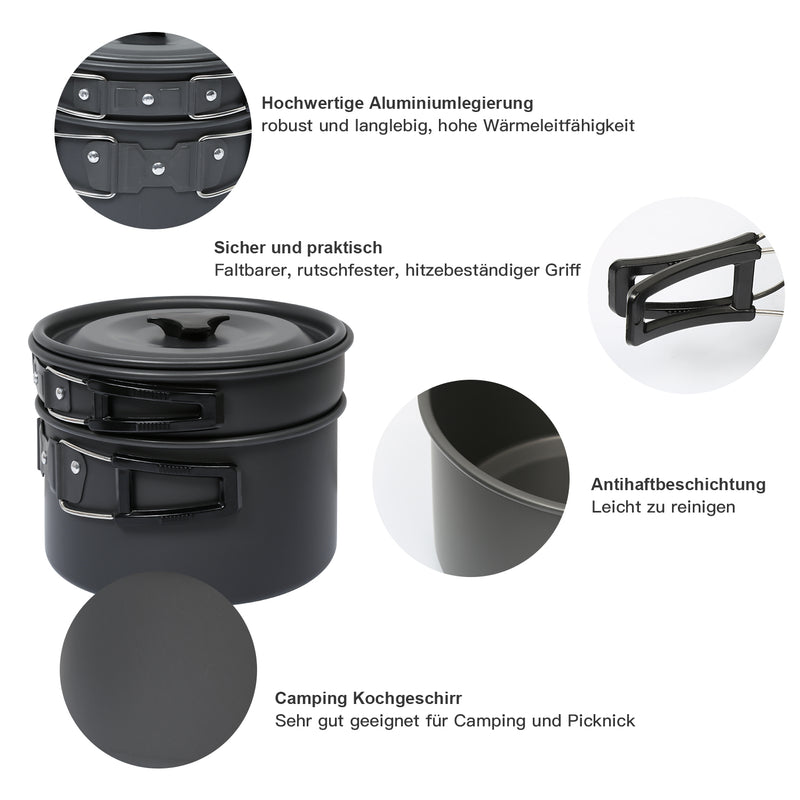 Sonnewelt Camping Cookware Set of 12 for 2-3 Persons