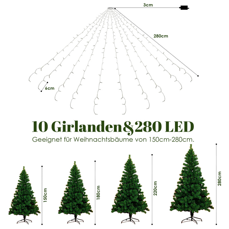 Sonnewelt Christbaumbeleuchtung mit Ring 280 LEDs IP44