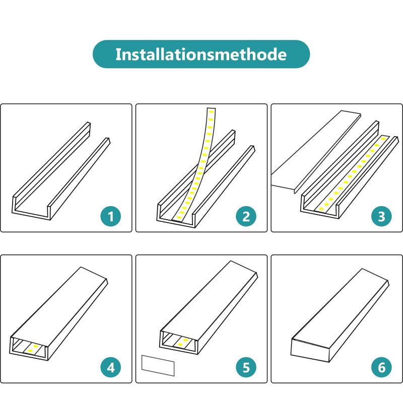 Sonnewelt 10x 1m LED Profil Aluminium U-Form für LED Stripes