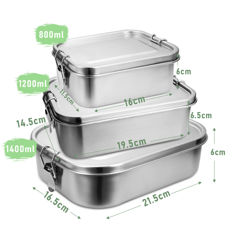 Sonnewelt Brotdose frei BPA Lunchbox Edelstahl 800/1200/1400ml