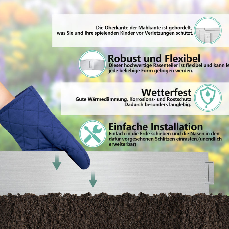 Sonnewelt Rasenkante Metall Beetumrandung 15cm/18cm