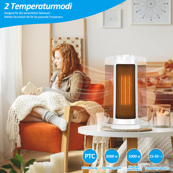 Sonnewelt 2000W Keramik Heizlüfter mit automatischer Oszillation