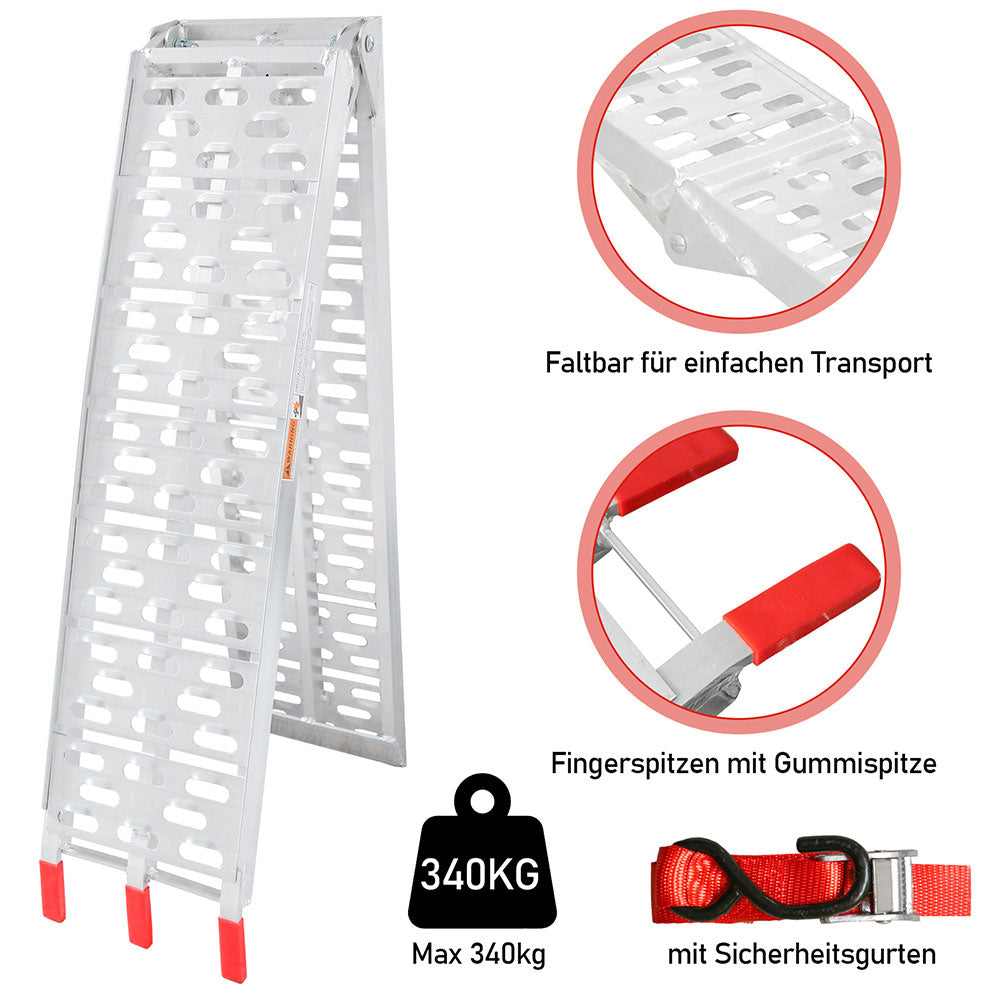 Sonnewelt Auffahrrampe Klappbar 340kg Faltbare Alu Motorradrampe