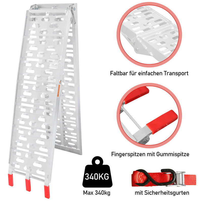Sonnewelt Auffahrrampe Klappbar 340kg Faltbare Alu Motorradrampe