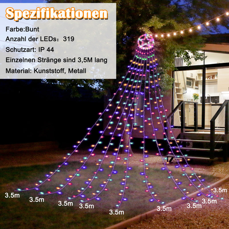 Sonnewelt LED Lichterkette mit Sternen mit 9 Girlanden