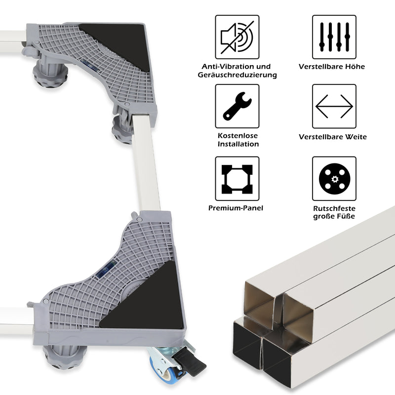 Sonnewelt Waschmaschine Sockel Untergestell mit 8 Füße & 4 Räder