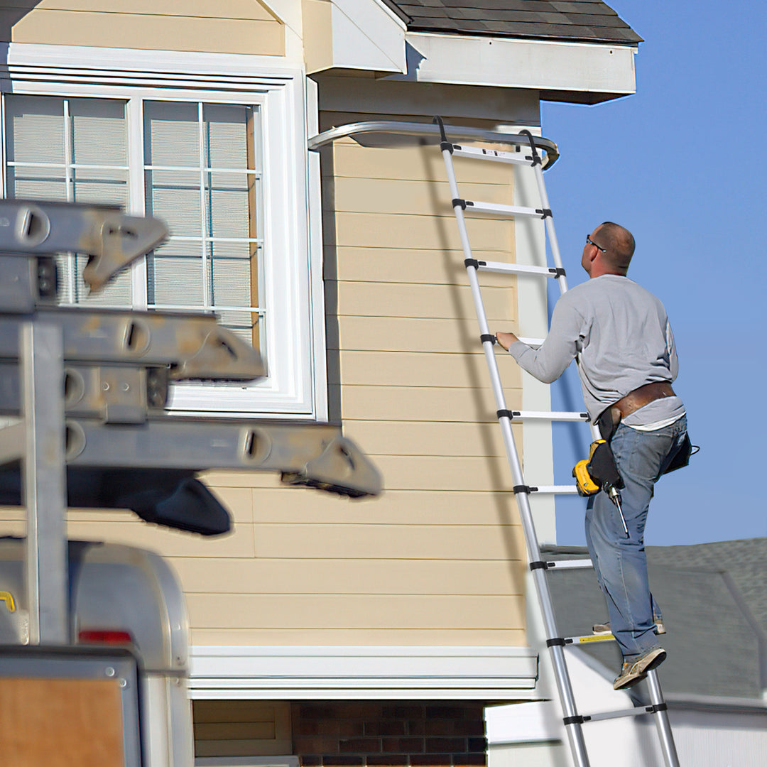 Sonnewelt telescopic ladder with 2 removable hooks