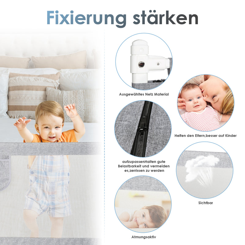 Sonnewelt Babybettgitter Bettgitter Höhenverstellbar