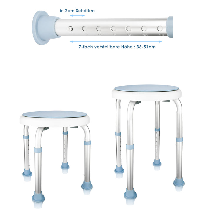 Sonnewelt Duschhocker Duschstuhl 360°Drehbarer