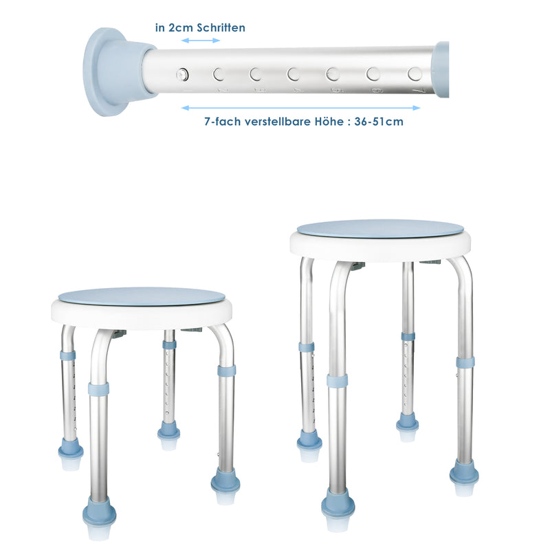 Sonnewelt Duschhocker Duschstuhl 360°Drehbarer