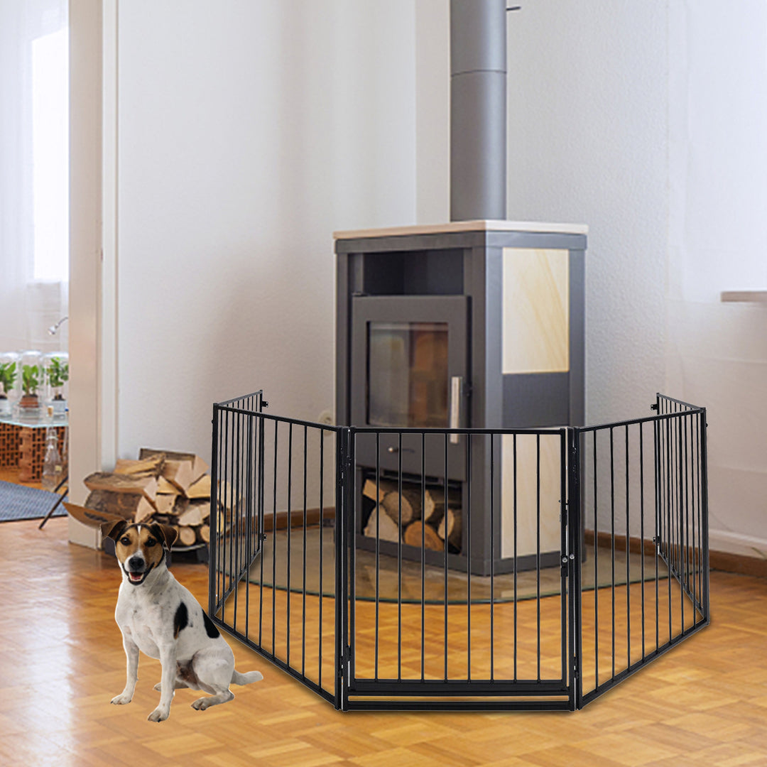 Sonnewelt Kaminschutzgitter mit Tür 304 cm Metall Ofenschutzgitter