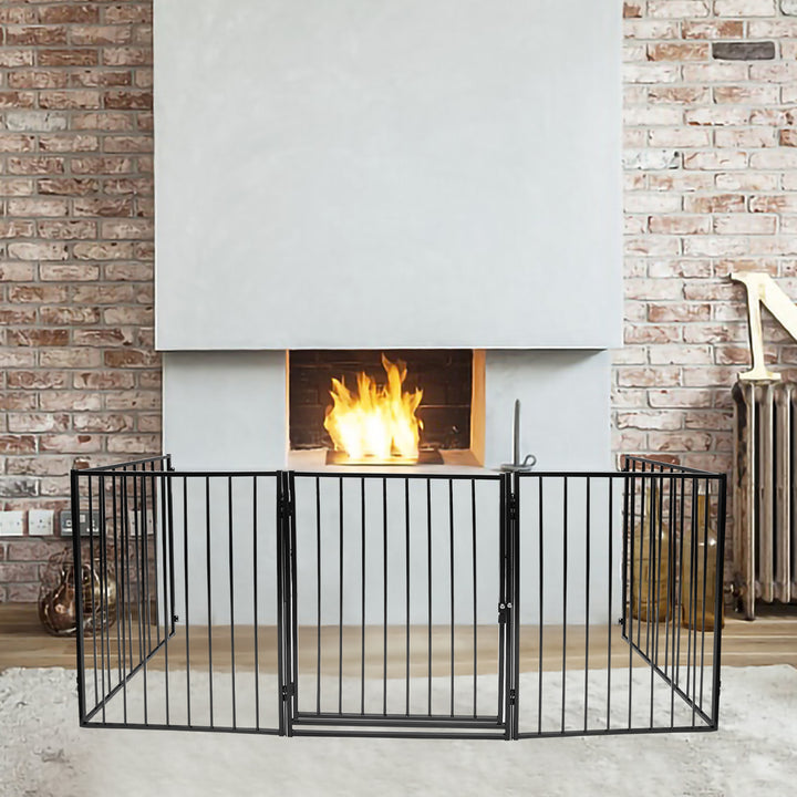 Sonnewelt Kaminschutzgitter mit Tür 304 cm Metall Ofenschutzgitter
