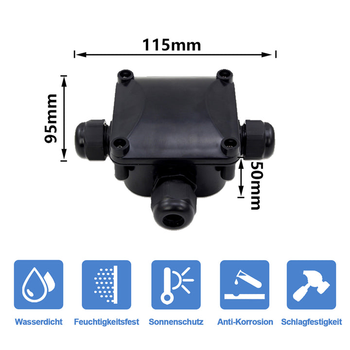 Sonnewelt Wasserdichte Abzweigdose 3-Wege Verteilerdose IP68