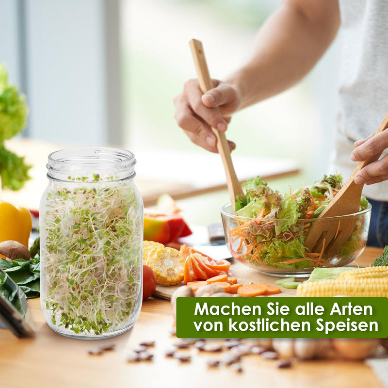 Sonnewelt 2er Sprossenglas Keimglas mit Deckel & Sieb