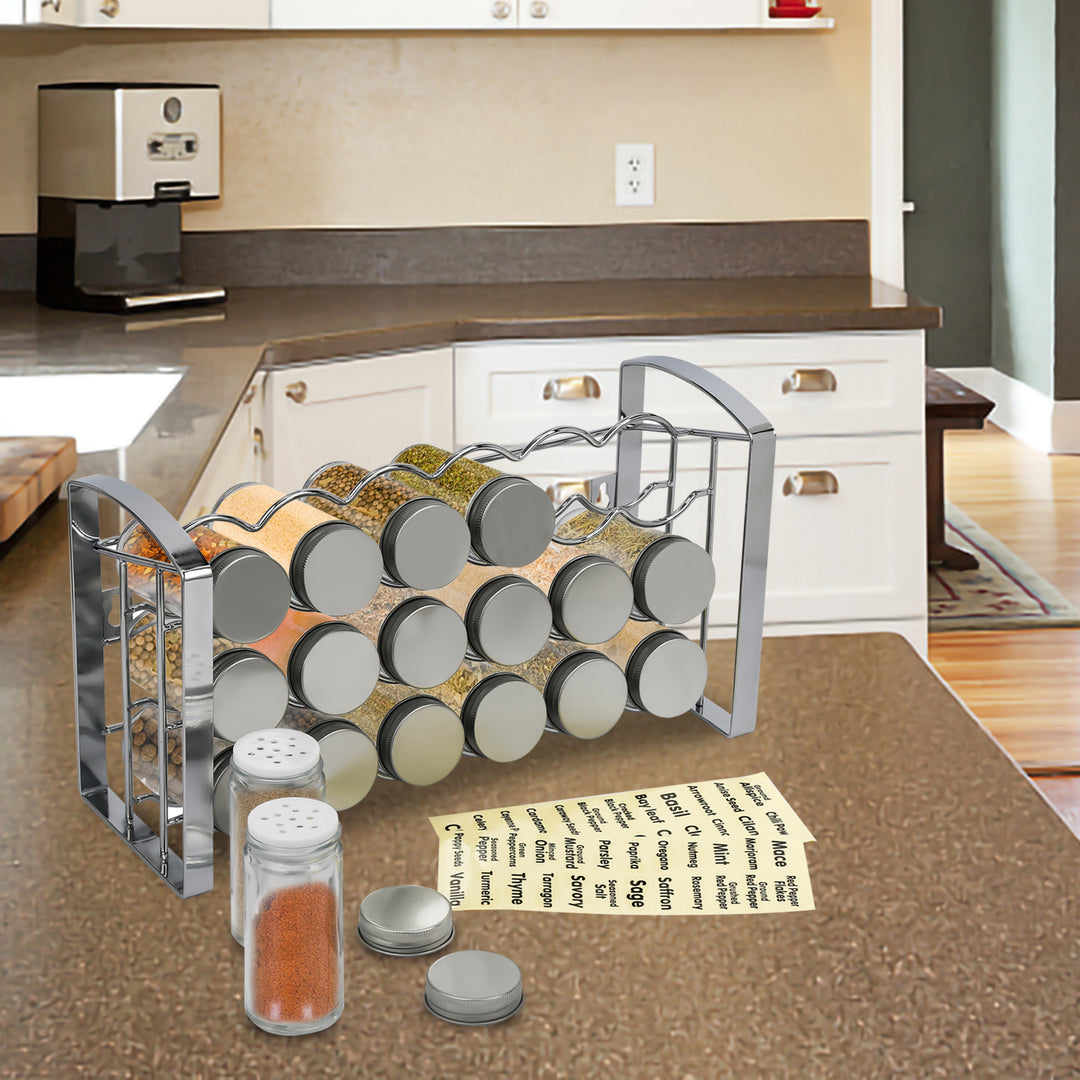 Sonnewelt Gewürzregal Gewürzbehälter 18 Glas Set