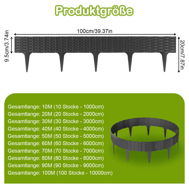 Sonnewelt Rasenkante Gartenpalisade Rattan-Optik