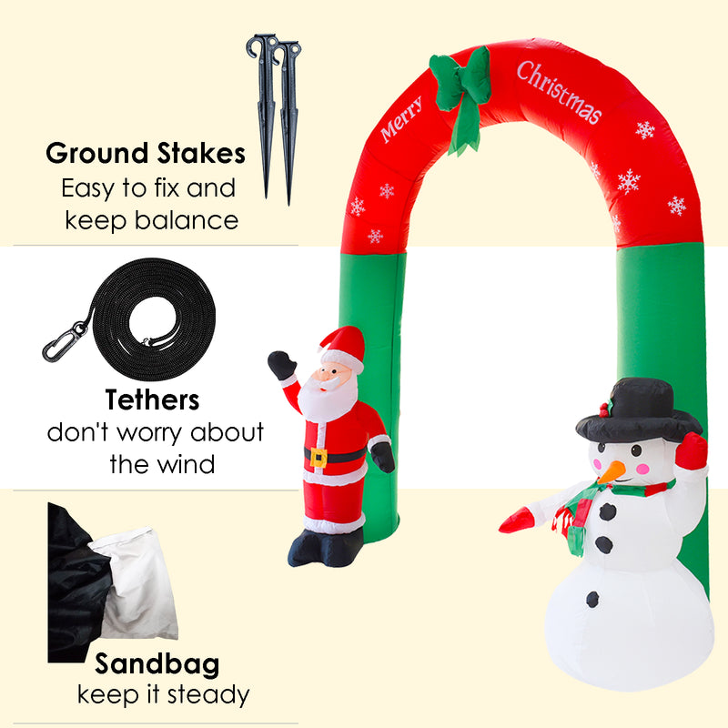 Sonnewelt Weihnachtsmann Aufblasbarer Deko Tor 240cm Schneemann Santa