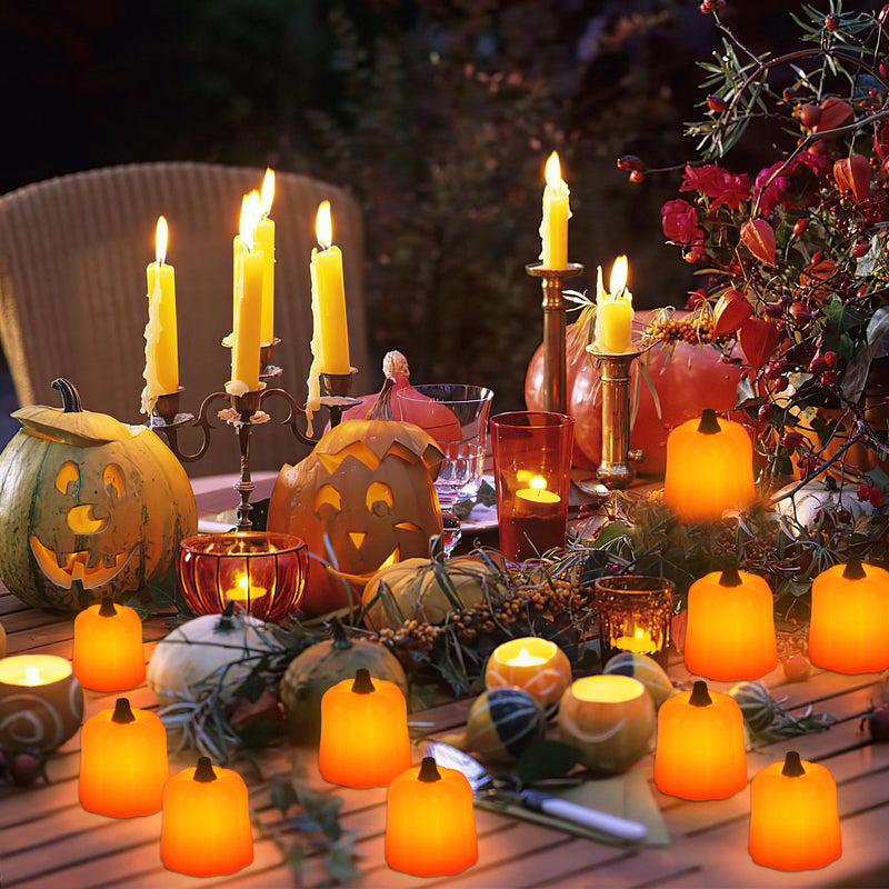 Sonnewelt LED Kürbis Teelichter 12Pcs Halloween licht
