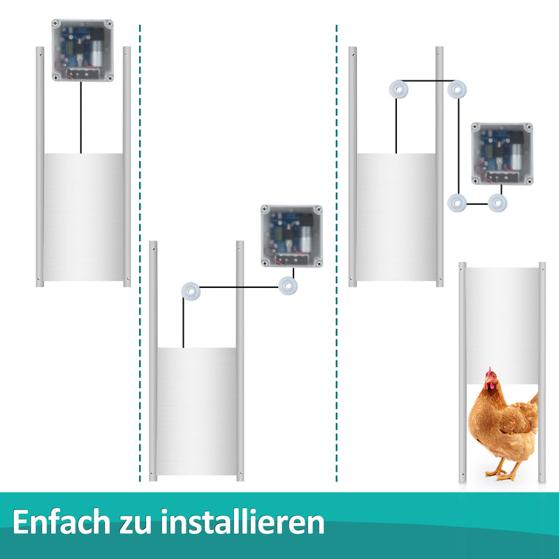 Sonnewelt Automatische Hühnertür mit Lichtsensor und Zeitsteuerung