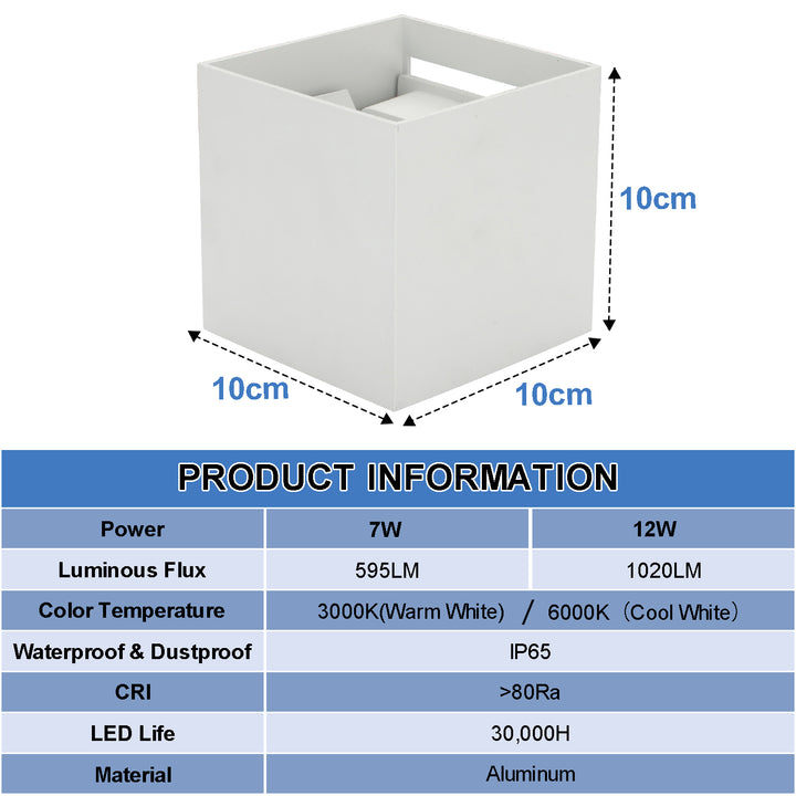 Sonnewelt LED Wandleuchte Wasserdicht Außen 7W/12W