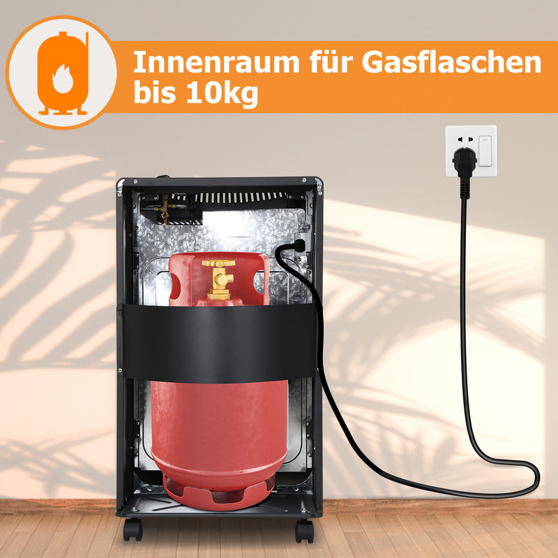 Sonnewelt Gasheizofen 4,2 KW und 1260W Elektrische Gasheizung