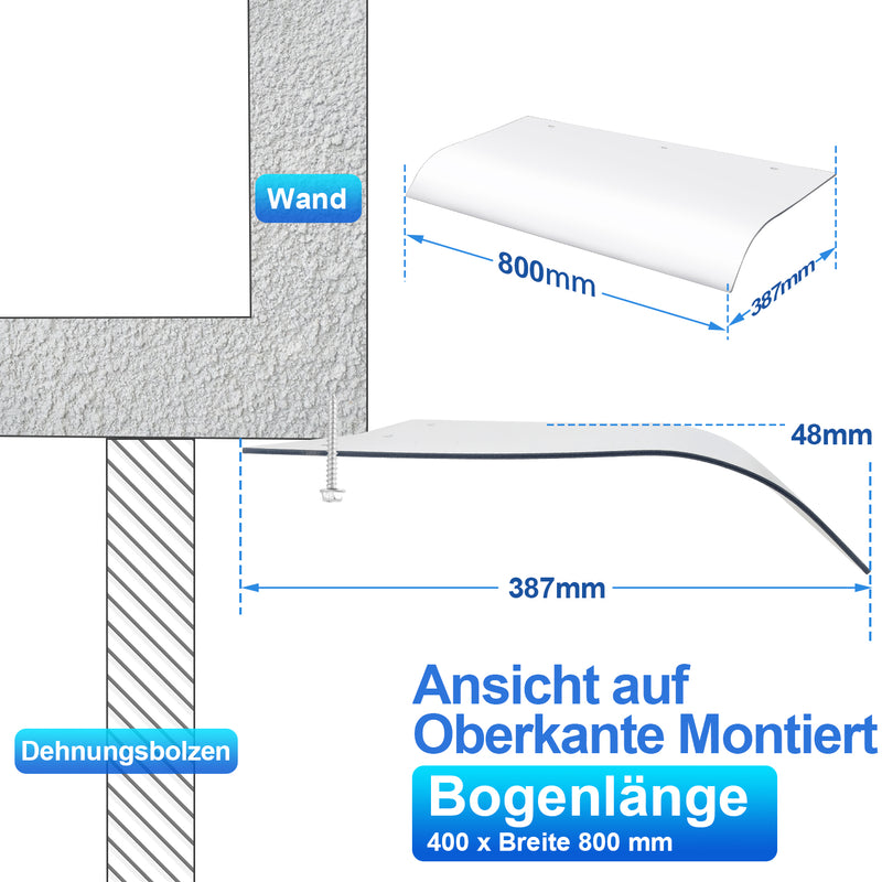 Sonnewelt Vordach für Haustür 40x80cm Transparent