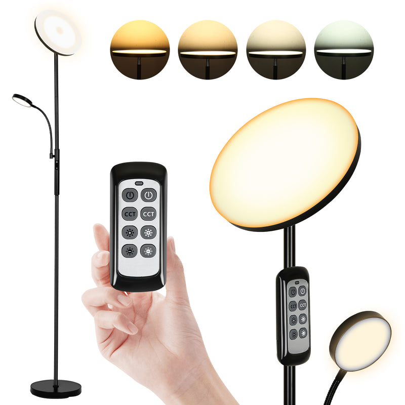 Sonnewelt LED Stehlampe Dimmbar 27W mit 7W Leselampe mit Fernbedienung
