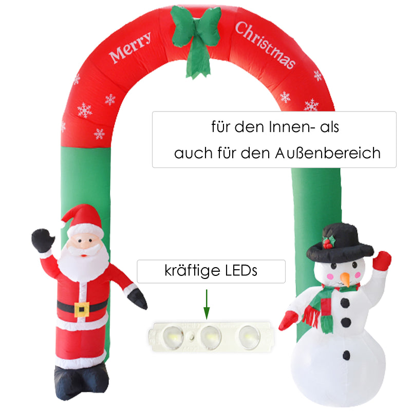 Sonnewelt Weihnachtsmann Aufblasbarer Deko Tor 240cm Schneemann Santa
