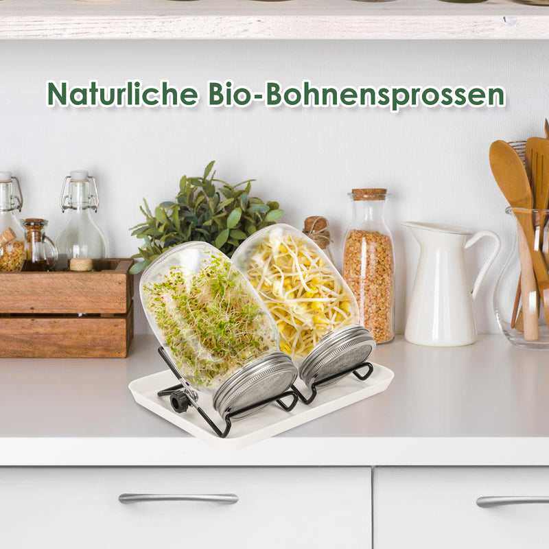 Sonnewelt 2er Sprossenglas Keimglas mit Deckel & Sieb