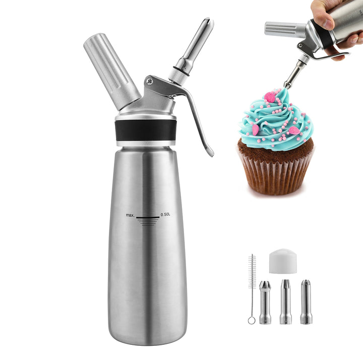 Sonnewelt cream dispenser stainless steel with 3 nozzles 500ml