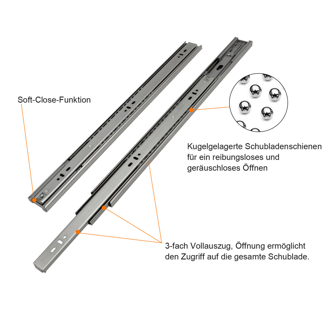 Sonnewelt 1 pair of full extension drawer rails 35 kg load capacity