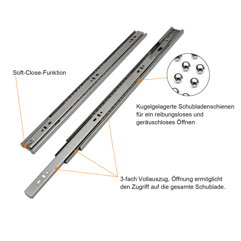 Sonnewelt 1 Paar Vollauszüge Schubladenschienen 35 Kg Tragkraft