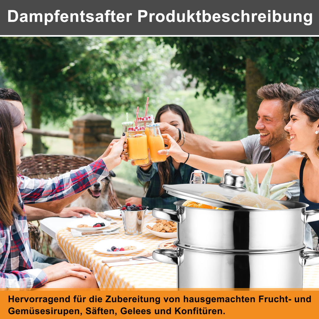 Sonnewelt Dampfentsafter 8L Edelstahl Fruchtentsafter