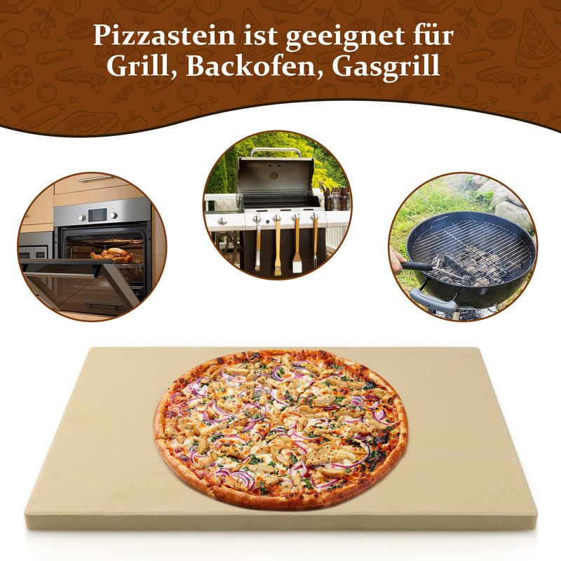 Sonnewelt Pizzastein Pizzaschaufel Schamottstein Cordierit