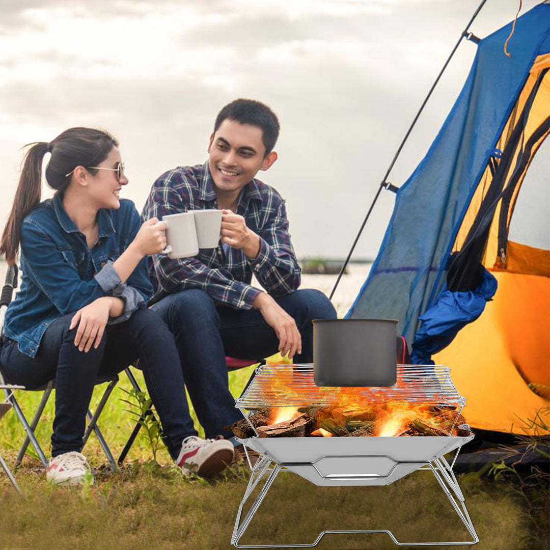 Sonnewelt Klappgrill Edelstahl Camping Holzofen Tragbar