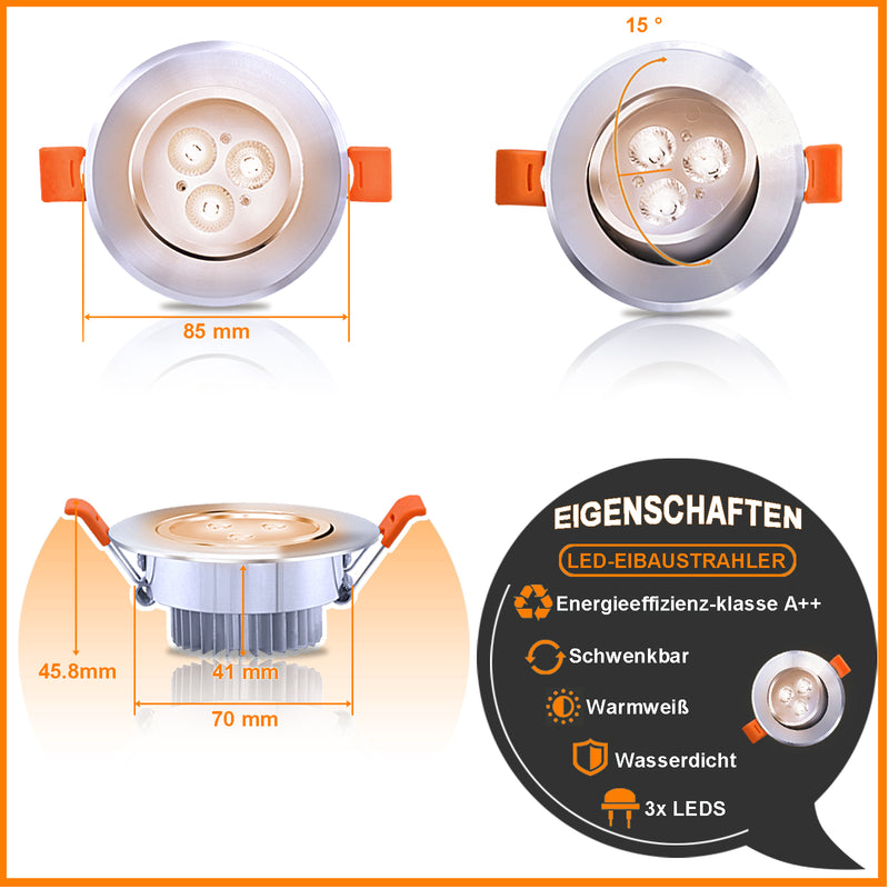 Sonnewelt LED Einbaustrahler 3W/5W/7W Kaltweiß/Warmweiß