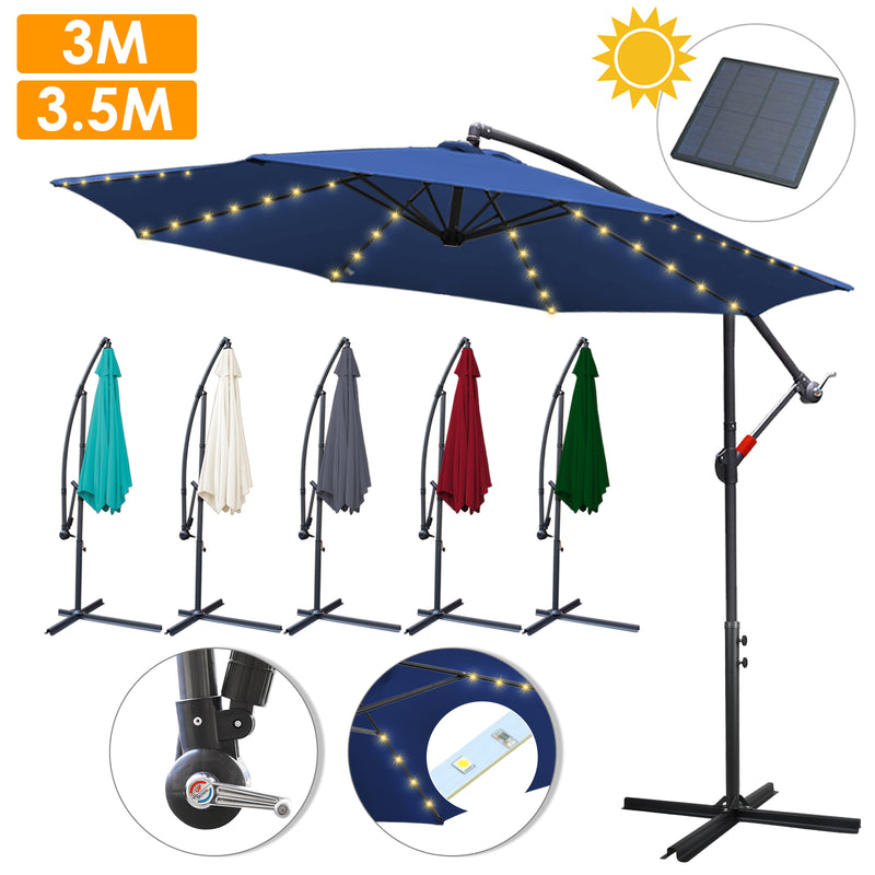 Sonnewelt Ampelschirm Sonnenschirm Ø300cm Ø350cm mit LED Solar