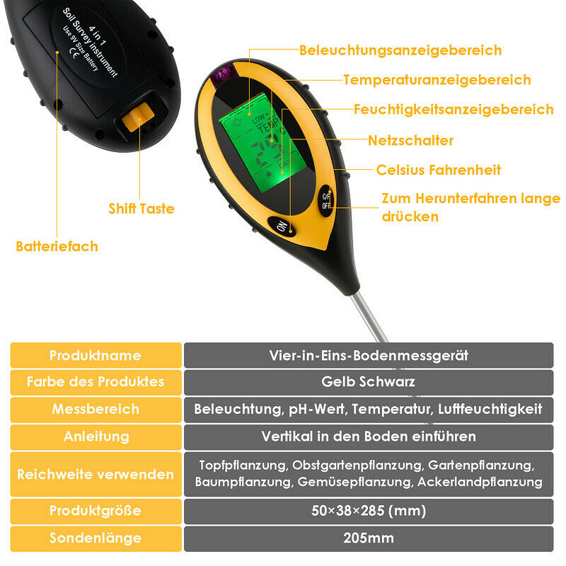 Sonnewelt Bodentester 4 in 1 PH Wert