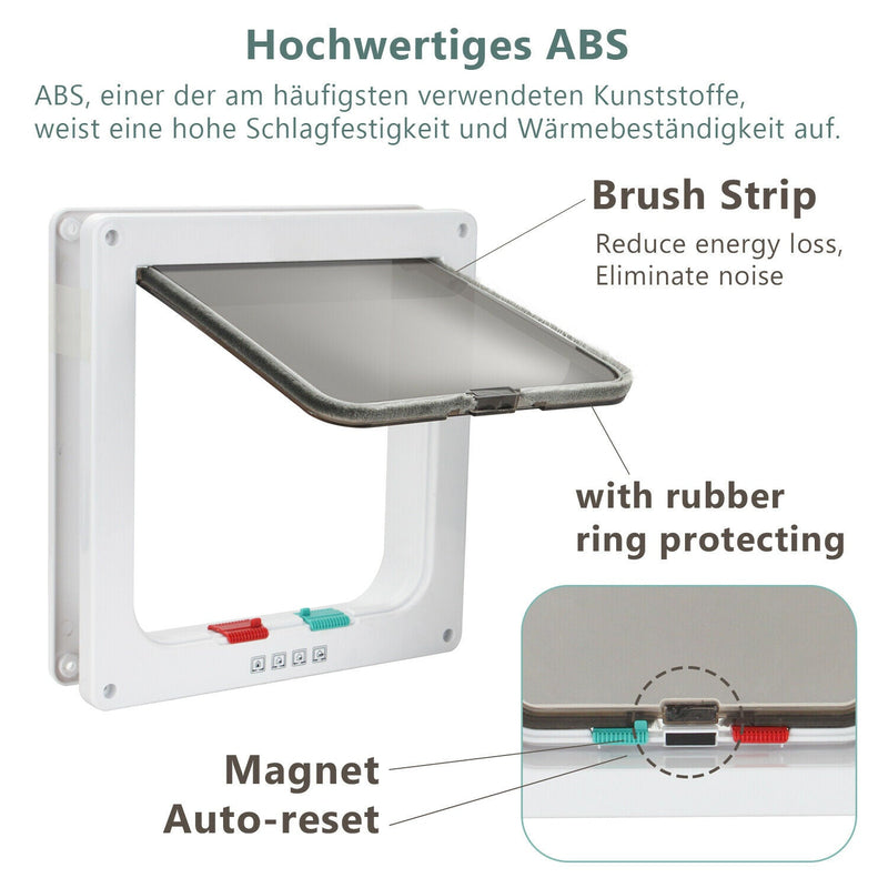 Sonnewelt Katzenklappe Haustiertür 4-Wege-Verriegelung
