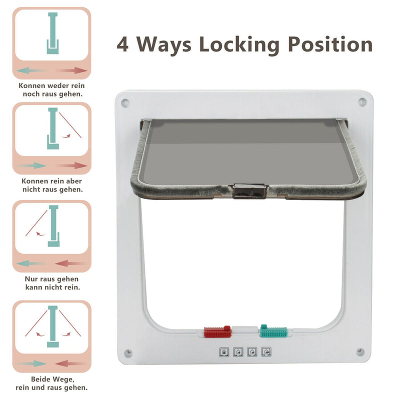 Sonnewelt Katzenklappe Haustiertür 4-Wege-Verriegelung