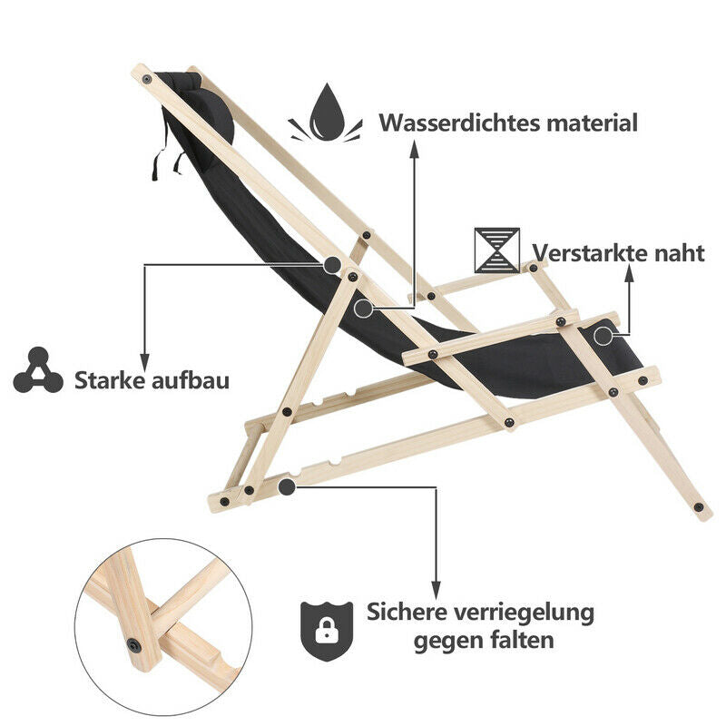 Sonnewelt Liegestuhl Klappbar Strandliege Holz