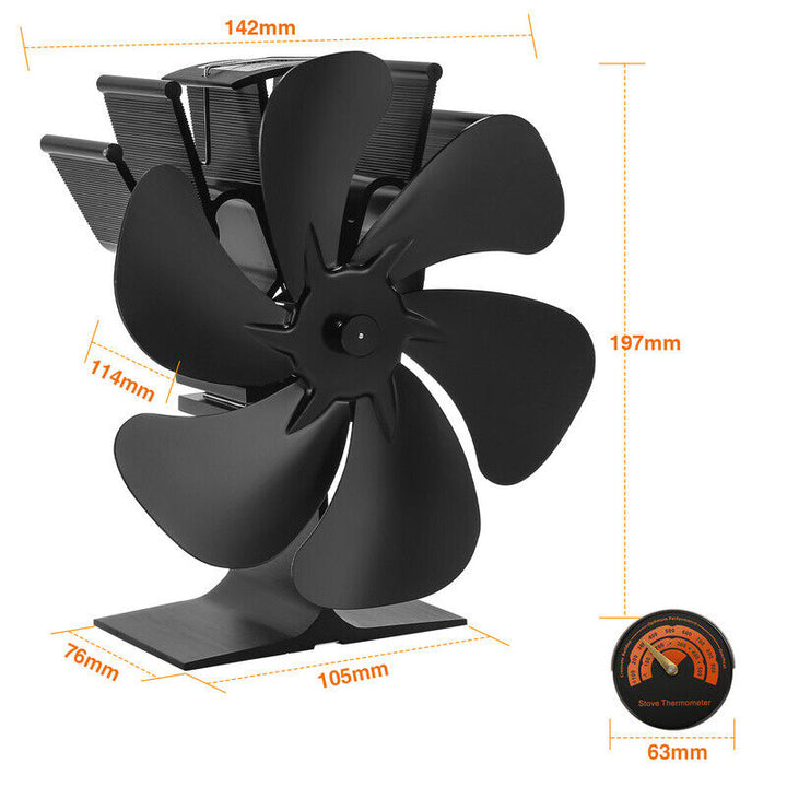 Sonnewelt Ofenventilator Stromloser mit Thermometer